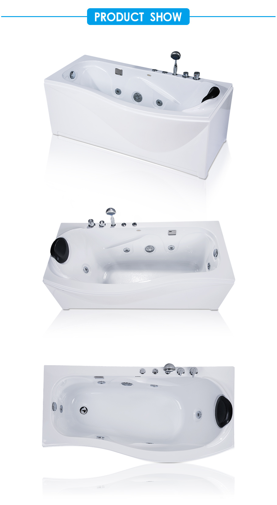 New Town White Acrylic Tub with Whirlpool