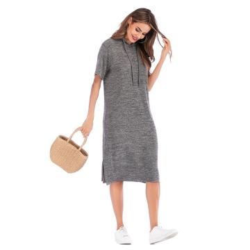 Hooded Short Sleeves Blank T shirt Dress