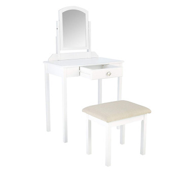 Small White Dressing Table Vanity Set with Stool