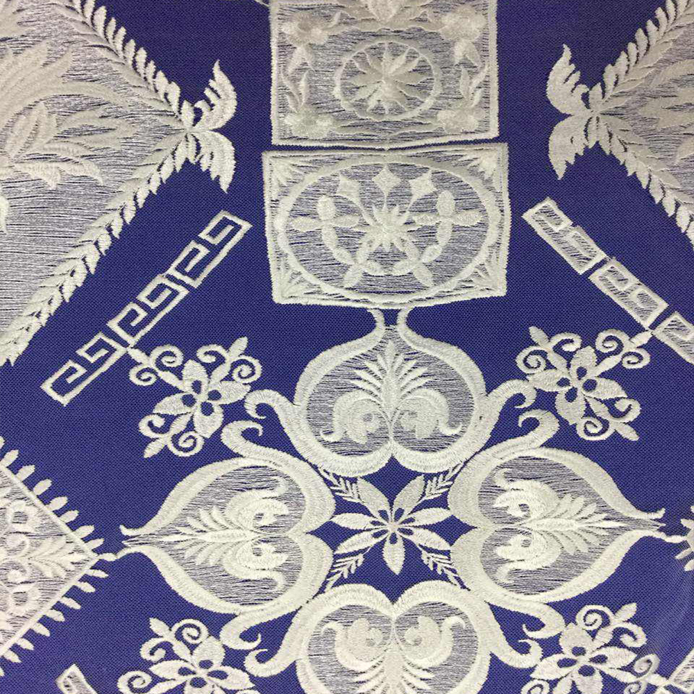 Geometric Flat Embroidery White Lace Fabric