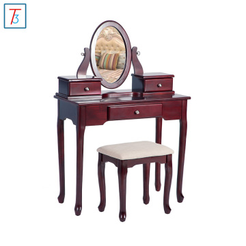 Modern Design Cheap White Simple Wooden Makeup Mirrored Dressing Table With Mirror And Drawers