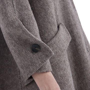 Beaver rabbit fur collar hand-sewn cashmere coat