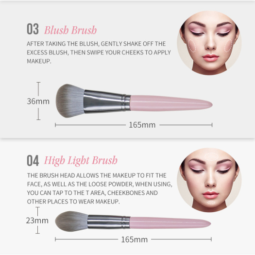 12Pcs Pink And Silver Makeup Brushes face brushes