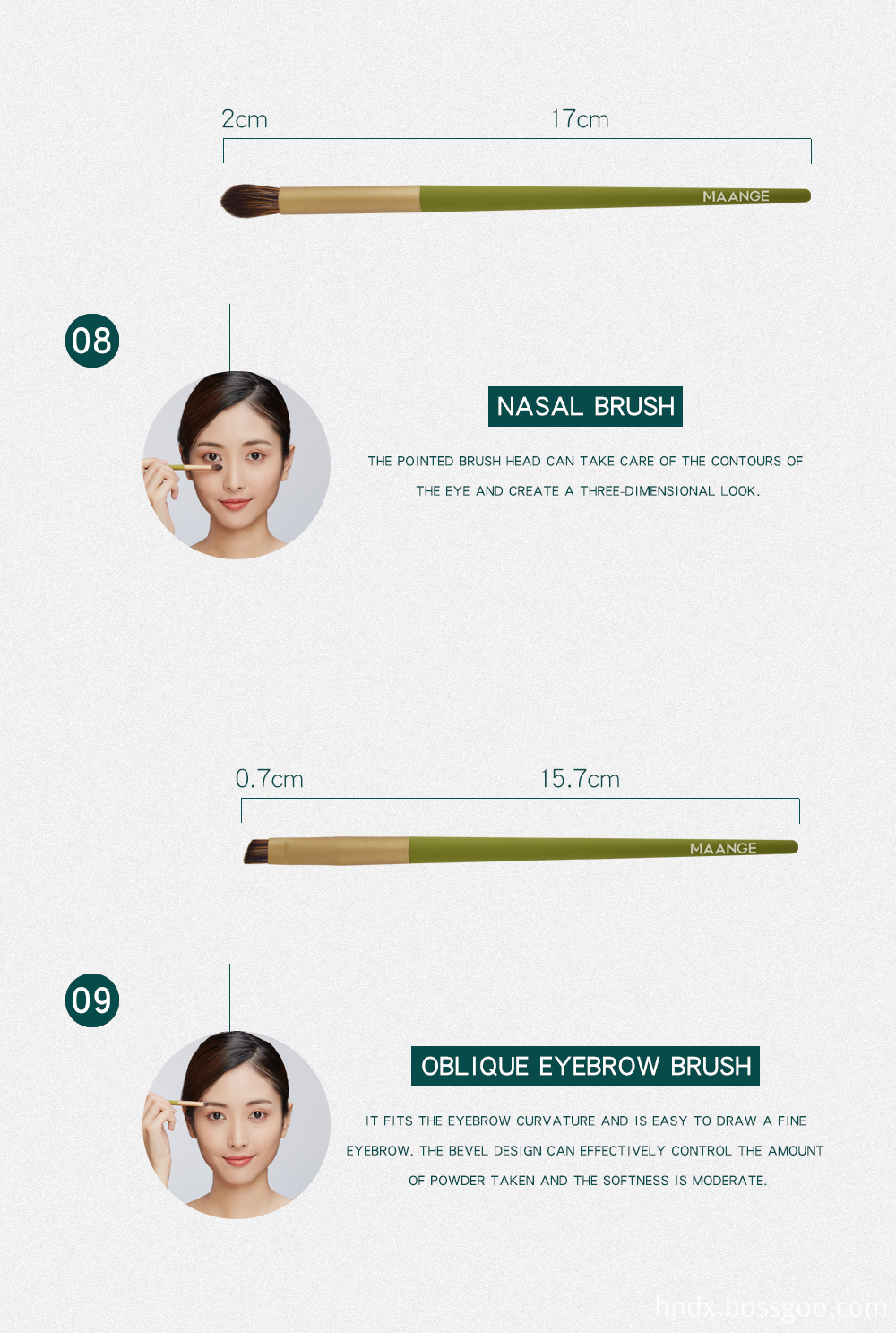 10 Piece Wood Green Makeup Brush Suit 7