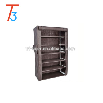 Wholesale Chinese cheap non-woven fabric shoe rack with cover 6 tier storage shelf