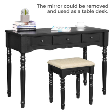 Dark Expresso Vanity Table with Tri-Folding Mirror, 7 Drawers, 6 Organizers Dresser Makeup Table Dressing Table Set