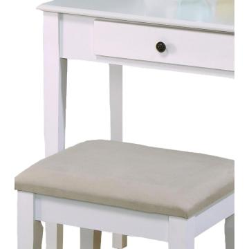 Makeup vanity table/stool set white finish with beige seat