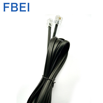 6P4C black telephone cords RJ11 telephone flat cable
