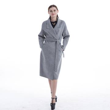 Long grey 100% pure cashmere coat