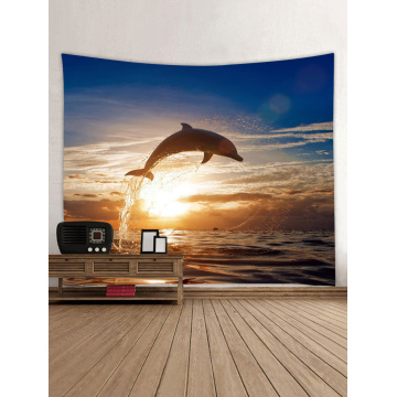 Tapestry Wall Hanging Jumping Dolphin Ocean Sea Series Tapestry Dusk Tapestry for Bedroom Home Dorm Decor
