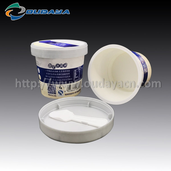 Plastic Custom Ice Cream Cup with Lid Spoon