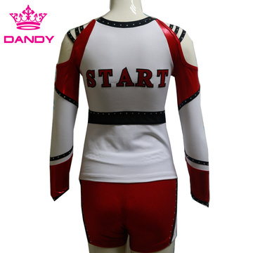 Custom All Stars Metallic Long Sleeve Cheerleading Uniforms