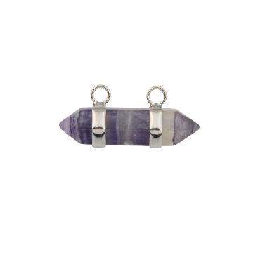 Natural Amethyst Hexagonal Pendant Plated Silver for Women Jewelry Necklace