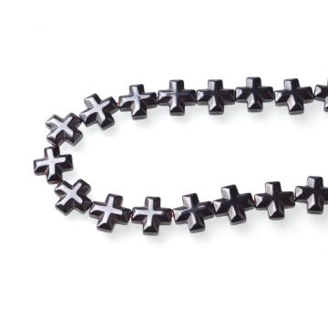 No-Magnetic Cross Hematite Beads 10x10mm