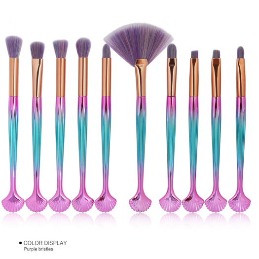 10 Piece Shell Makeup Brushe Sets Best Selling