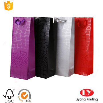 Luxury Wine Paper Bag With Ribbon Handle