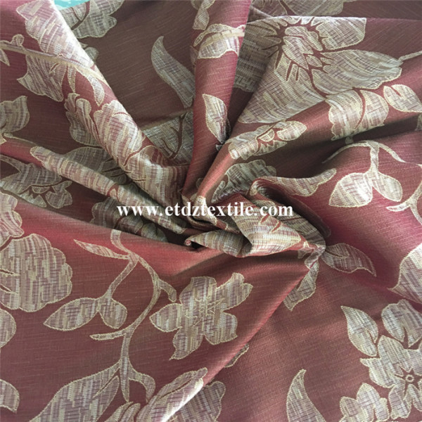 Special Redish Golden Jacquard Curtain Fabric