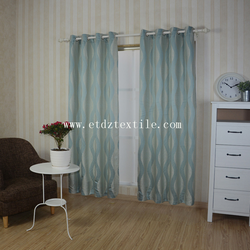 100% Polyester Jacquard Window Curtain GF028 Water Blue