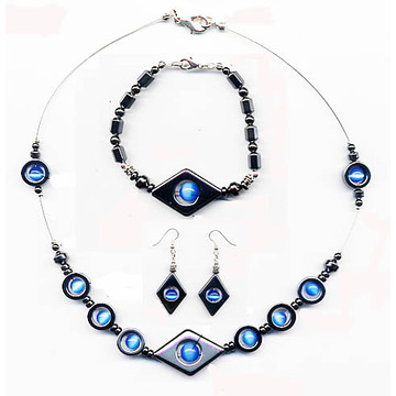 Hematite Set Blue Jewelry