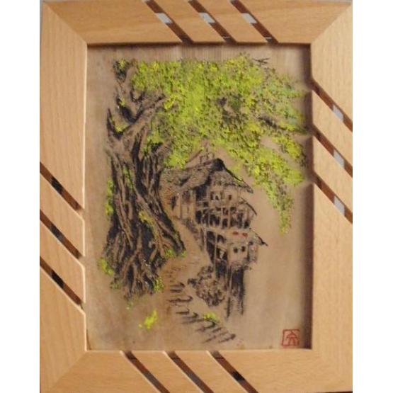 Bamboo Sculpture Colored Painting