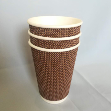Disposable Paper Ripple Cups Double Wall Heat Insulation