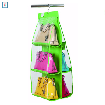 6 Compartment Handbag Purse Hanging Closet Organizer