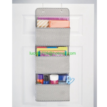 Wall Mount/Over the Door Fabric Office Supplies Storage Organizer for Notebooks, Planners, File Folders - 3 Pockets