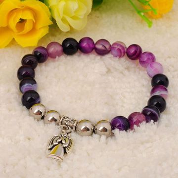 Natural Purple Agate Bracelet Gemstone jewelry alloy pendants