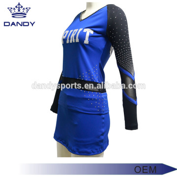 Blue Mesh Sleeve Cheerleading Cheers For Competition