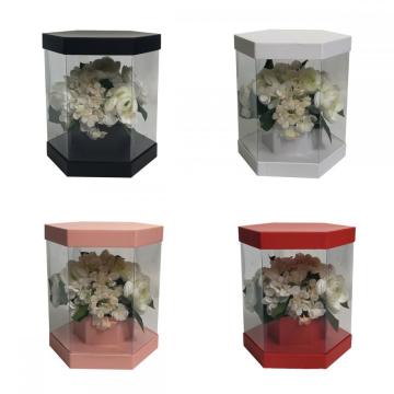 Hexagonal plastic clear valentine flower box