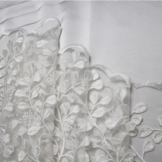Off White African Ankara Lace Fabric Tulle