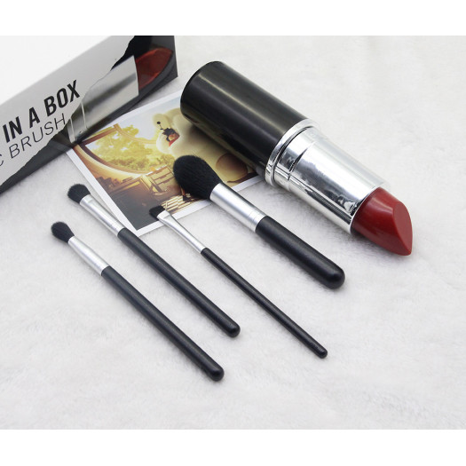 4Pcs Mini  Lip tube eye makeup brush set synthetic
