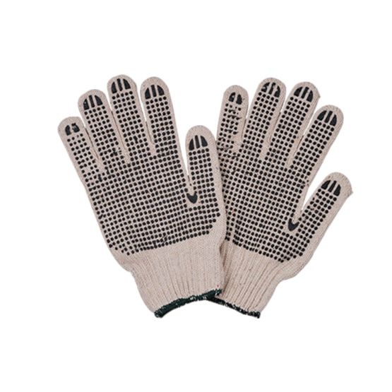 Knitted Cotton Working Gloves with double PVC Dot