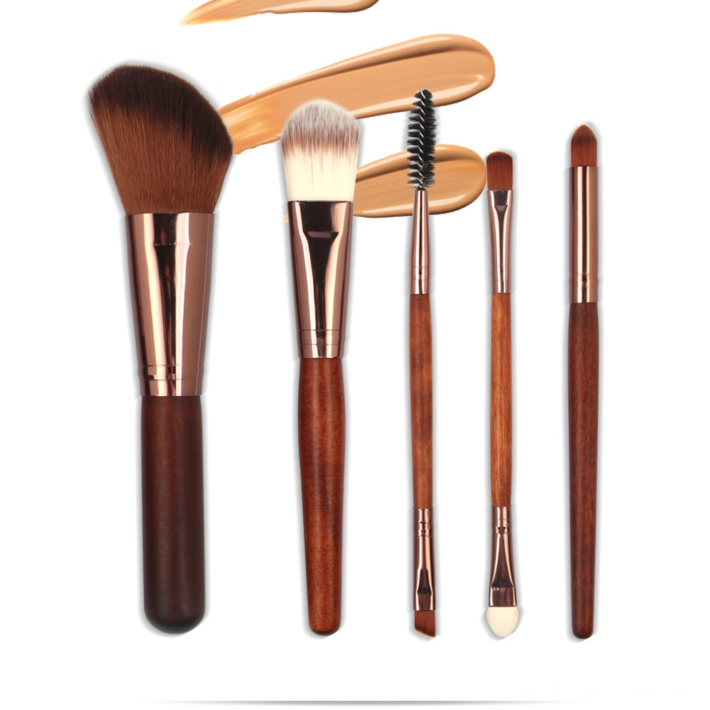 5 Pcs Wood Makeup Brushes Set -1