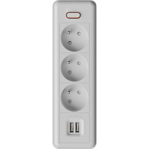 3 ways French extension sockets with USB