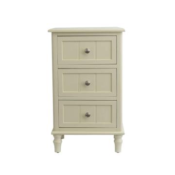 Factory White Finish 3 Drawers End Table night stand