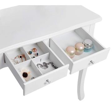 Dressing Table Set with Stool and Heart shape Mirror Makeup Desk 4 Drawers Vanity Furniture bedroom White