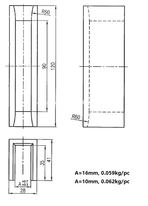 guide shoe insert Mitsubishi Elevator Cabin Guide Rail 10mm 16mm  