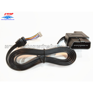 Right angle OBD2 connector with flat cable