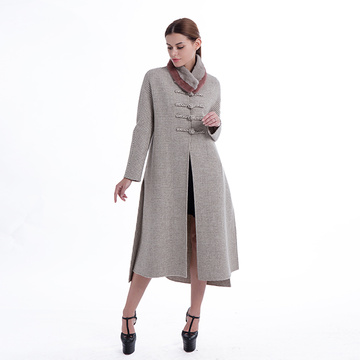 Retro-style cashmere overcoat with erect collar