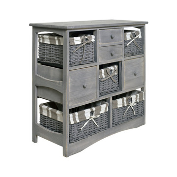 Home Wooden Frame Wicker basket Drawer Storage Unit Cabinet Cupboards Organizer