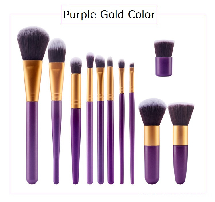 Purple Gold Makeup Brush Set Color