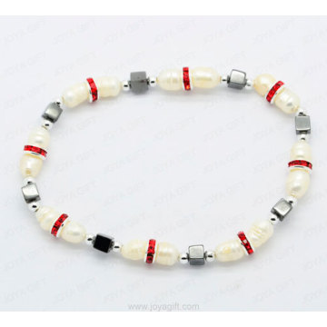 pearl hematite square beads bracelet