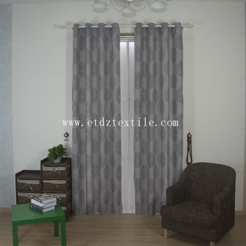 6015 Grey Color 100% Polyester Linen Like Ready Made Curtain