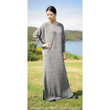 Grey Knit Fabric batwing Dress