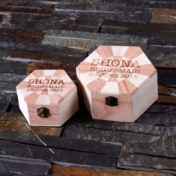 Personalised Wooden Hexagonal Keepsake Jewellery Trinket Boxes Gift for Women