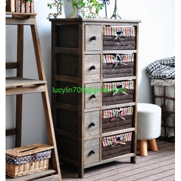 Living room wicker furniture & cabinet with wicker basket drawer