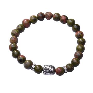 Natural Unakite 8MM Gemstone Buddhism Prayer Beads Bracelets