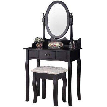 Black Vanity Table Oval Mirror Modern Dressing Table Designs