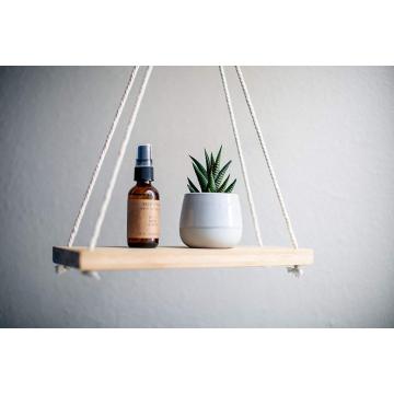 12 Inches Pure Bamboo Hanging Plant Shelf Indoor Swing Rope Floating Shelf